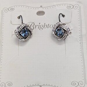 BRIGHTON Blue Clear Crystal Eternity Knot Lever Back Earrings